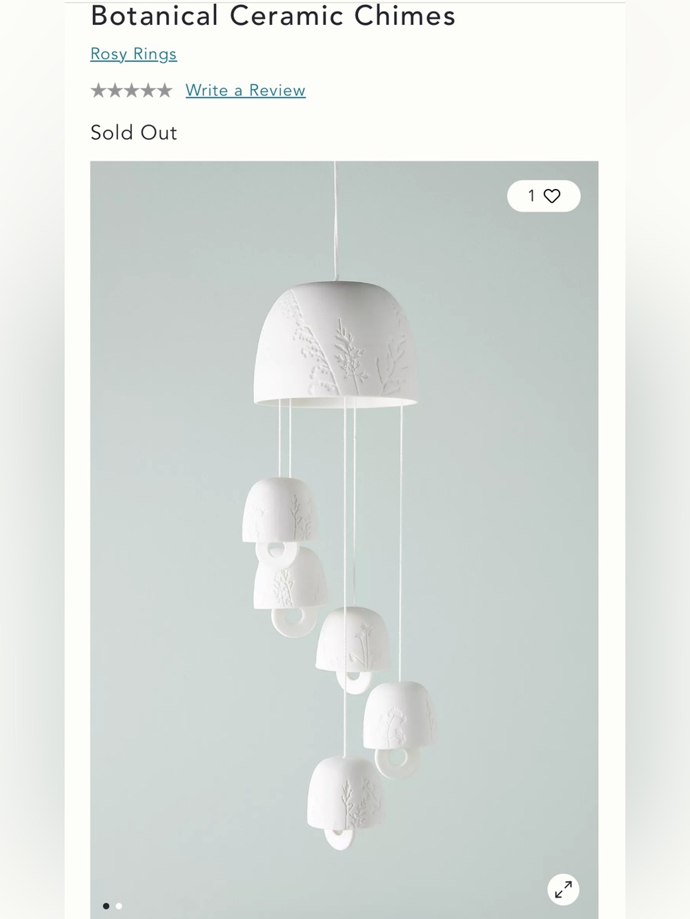 White Ceramic Hanging Wind Chime Mobile - Decorative Home Accent
